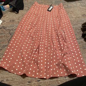 NWT Pale pink and white polka dot midi/maxi skirt